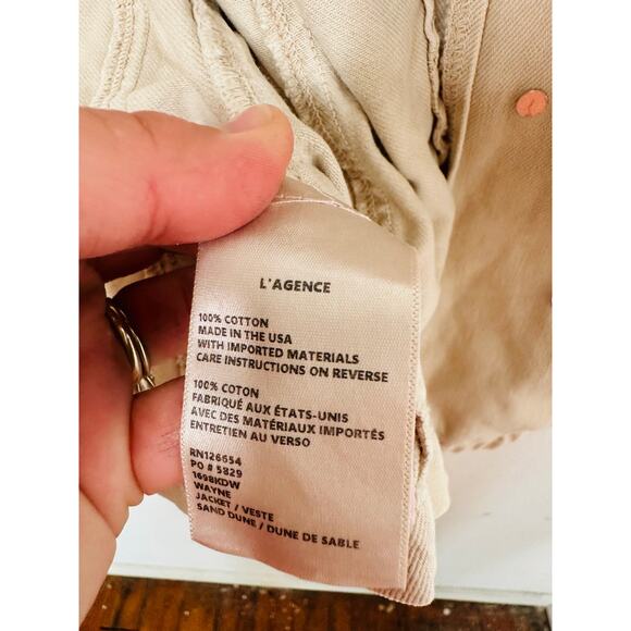 L’AGENCE Off-White 100% Cotton Structured Double-Breasted Wayne Jacket Blazer M - Picture 9 of 16